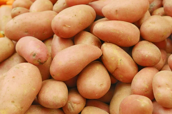 市場のスタンドにジャガイモのクローズ アップ — ストック写真