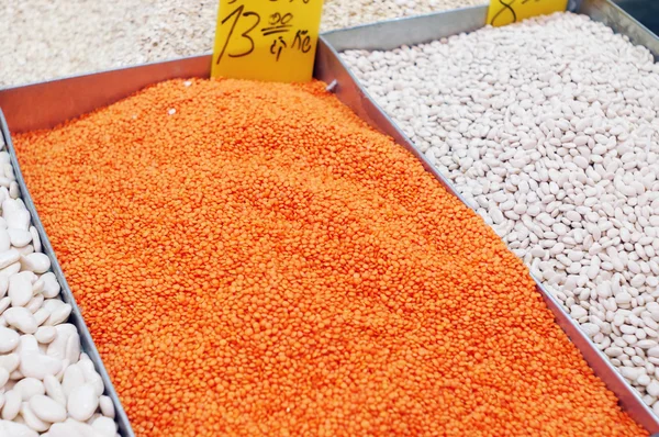 Close up de lentilha e feijão — Fotografia de Stock