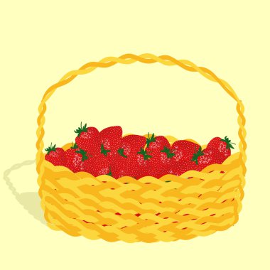 Vector basket with strawberry clipart