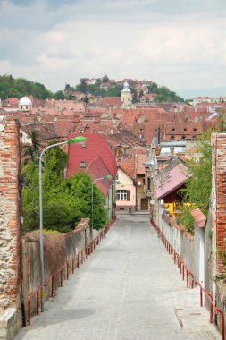 Old street and village panorama clipart