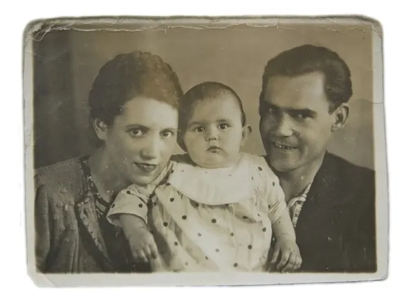 Familjeporträtt, en gammal bild — Stockfoto