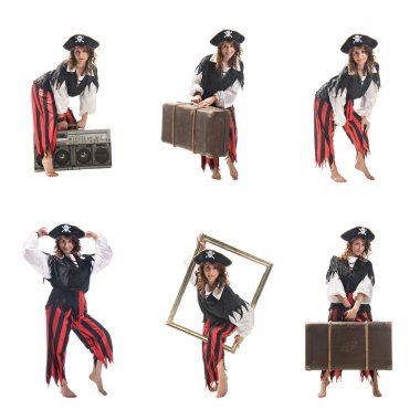 A young woman dressed as a pirate clipart