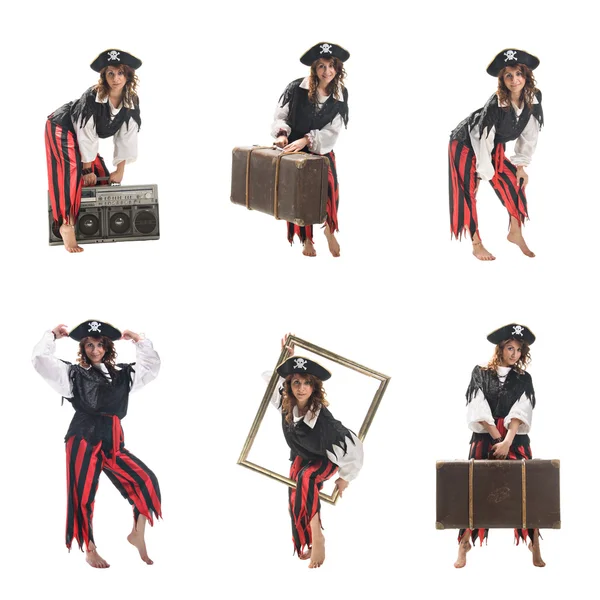 A young woman dressed as a pirate — Stock Photo, Image