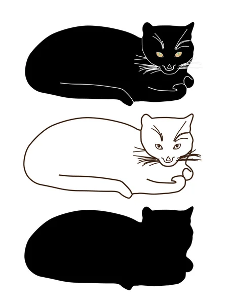 Kočky siluety — Stockový vektor