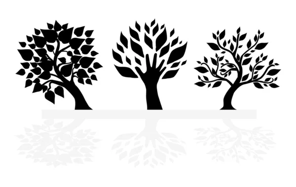 Sada siluety stromů — Stockový vektor
