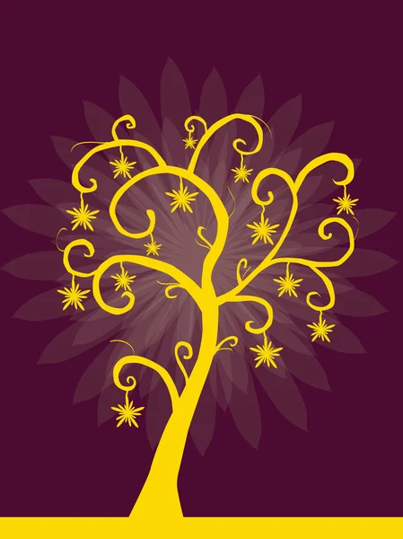 Zlatý strom silueta — Stockový vektor