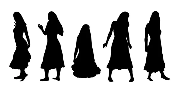 Kız silhouettes — Stok Vektör