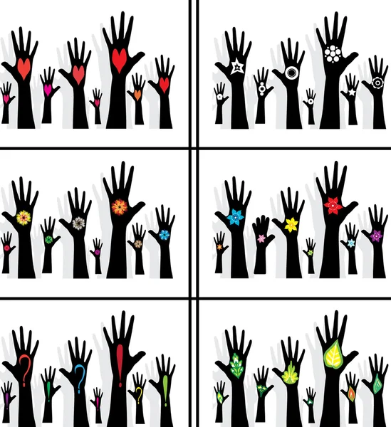 Mãos símbolo de diversidade — Vetor de Stock