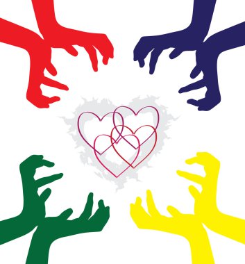 Hands caring hearts clipart