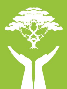 Hands caring tree clipart