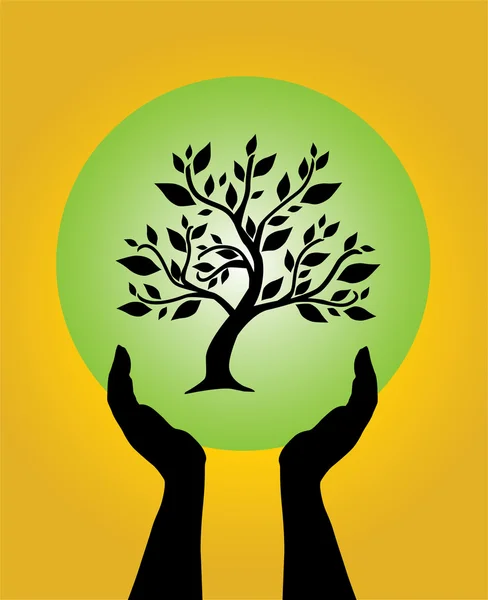 Ludzkie ręce drzewo opiekuńcze — Wektor stockowy
