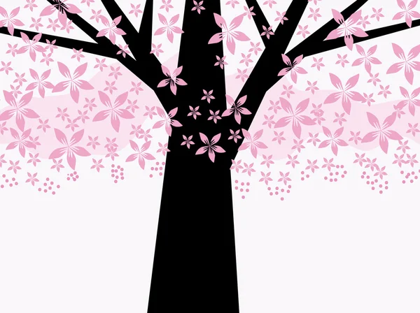 Absztrakt rózsaszín virágos fa — Stock Vector