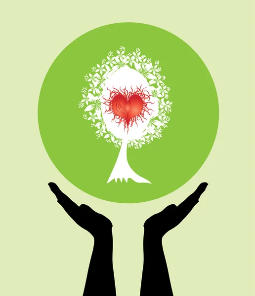Ανθρώπινα χέρια φροντίδα δέντρο — Διανυσματικό Αρχείο