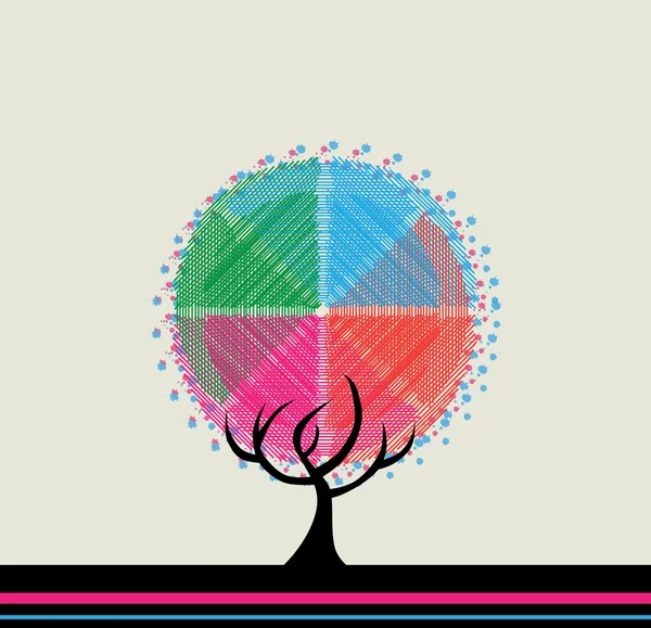 Arbre multicolore abstrait — Image vectorielle