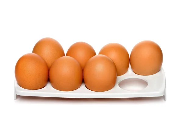 stock image Chicken brown eggs in container