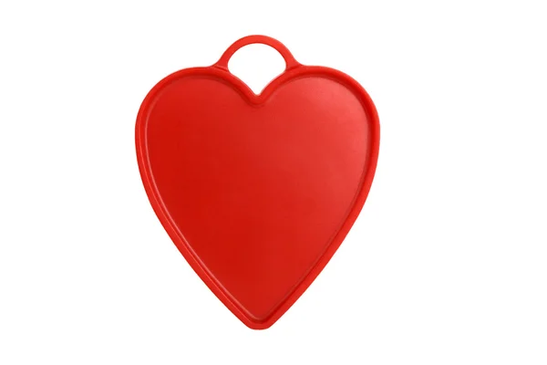 Czerwone serce z uchwytem na białym tle — Zdjęcie stockowe