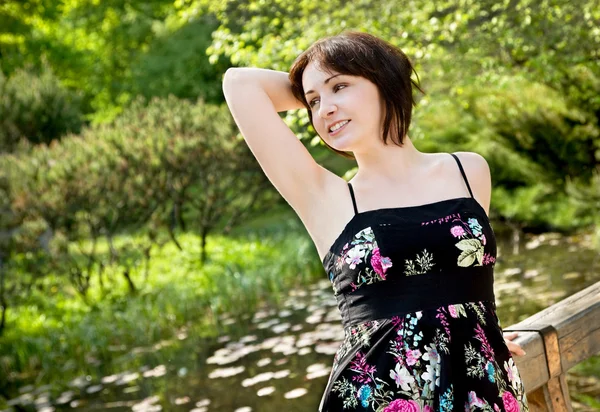 stock image Beautiful girl enjoying the nature