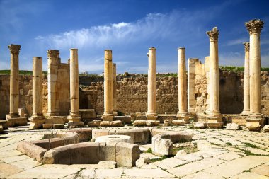 Ancient square with colomns in Jerash, Jordan clipart