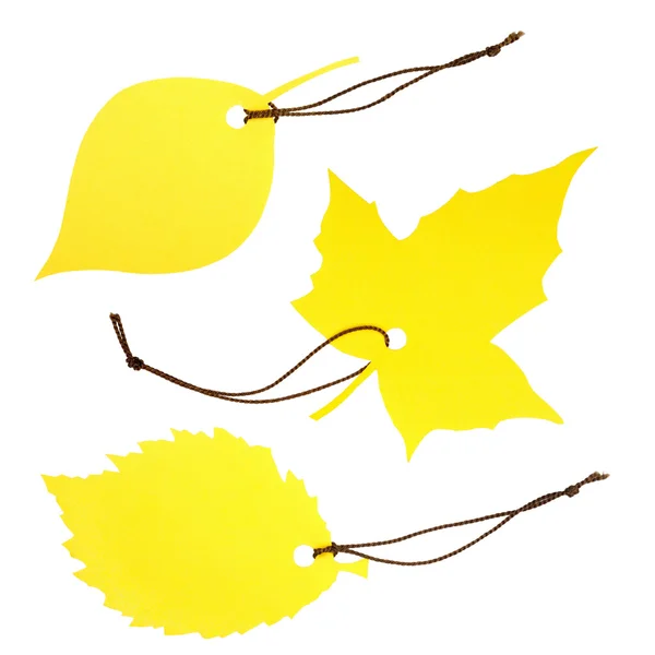 Trzy etykiety kształcie liścia — Zdjęcie stockowe