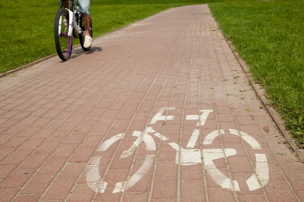 stock image Sign of bicycle road in the city