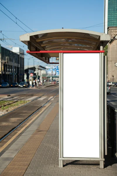 Bus stop with a blank billboard — Stock Photo, Image