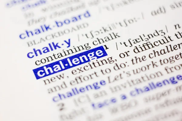 Dictionary definition of challange — Stock Photo, Image