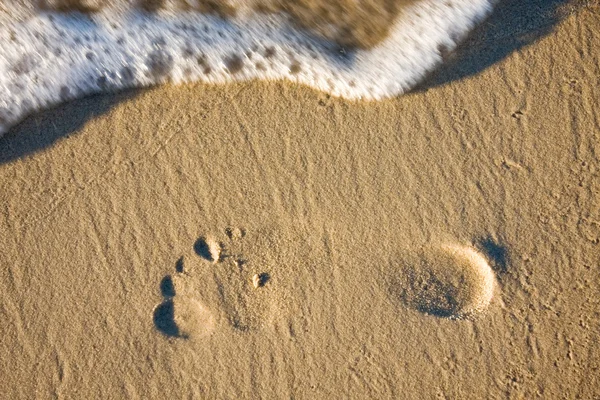 Fußabdruck an einem Sandstrand — Stockfoto
