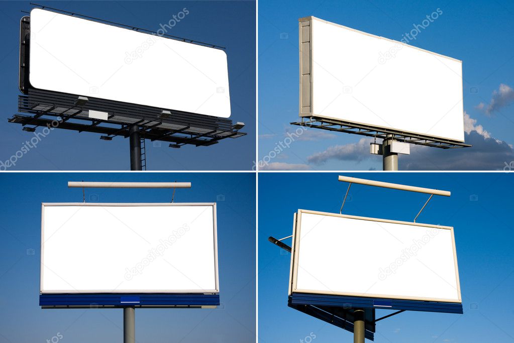 Set of four blank billboards