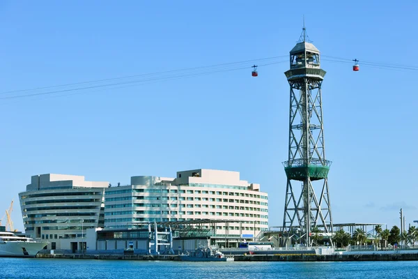 stock image Cable car across Barcelona port