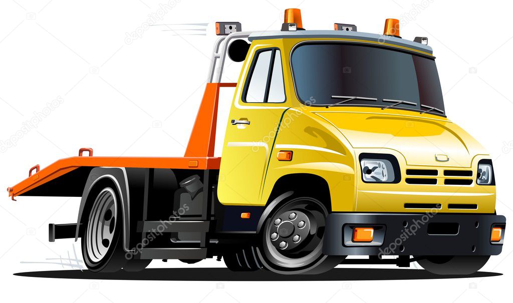 Vector cartoon tow truck \u2014 Stock Vector \u00a9 mechanik 3317880