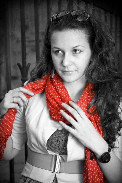 The Red Scarf — Stock Photo, Image