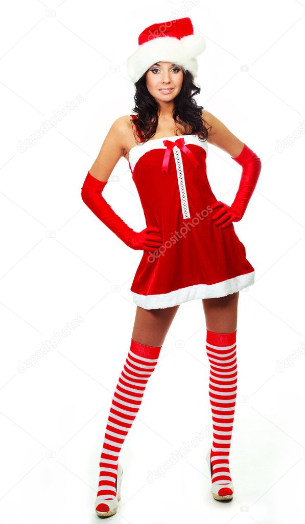 Girl dressed as Santa