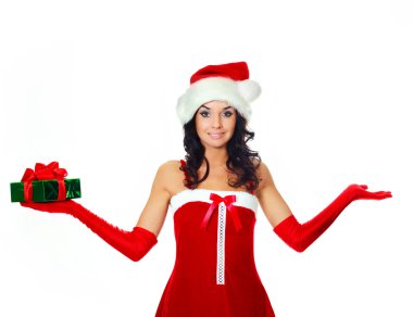 Girl with a Christmas present clipart