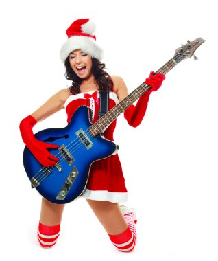 Girl playing a guitar clipart