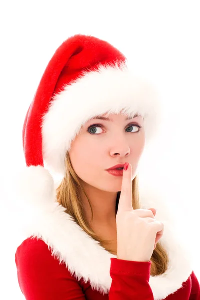 Hübsches Mädchen als Weihnachtsmann verkleidet — Stockfoto