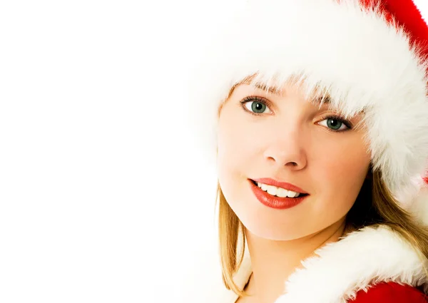 산타 옷을 입고 아름 다운 소녀 — 스톡 사진