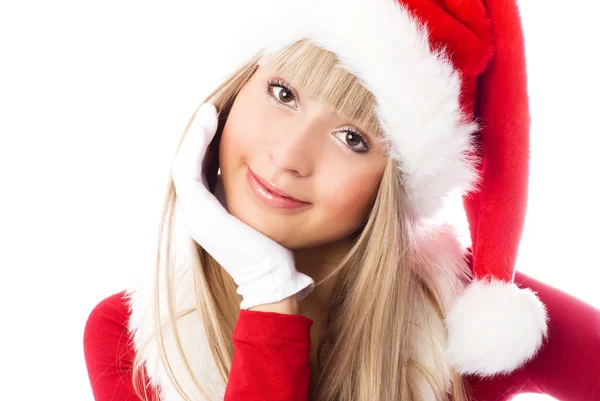 Hermosa chica vestida como Santa — Foto de Stock