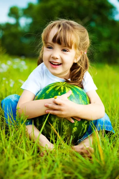Girl with water-melon — Stock Photo, Image