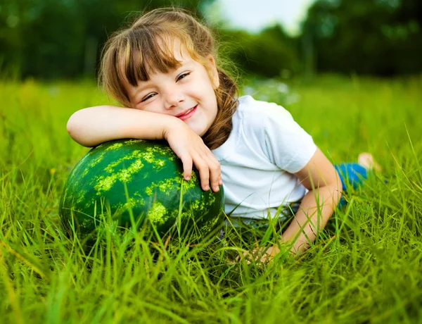Girl with water-melon — Stock Photo, Image