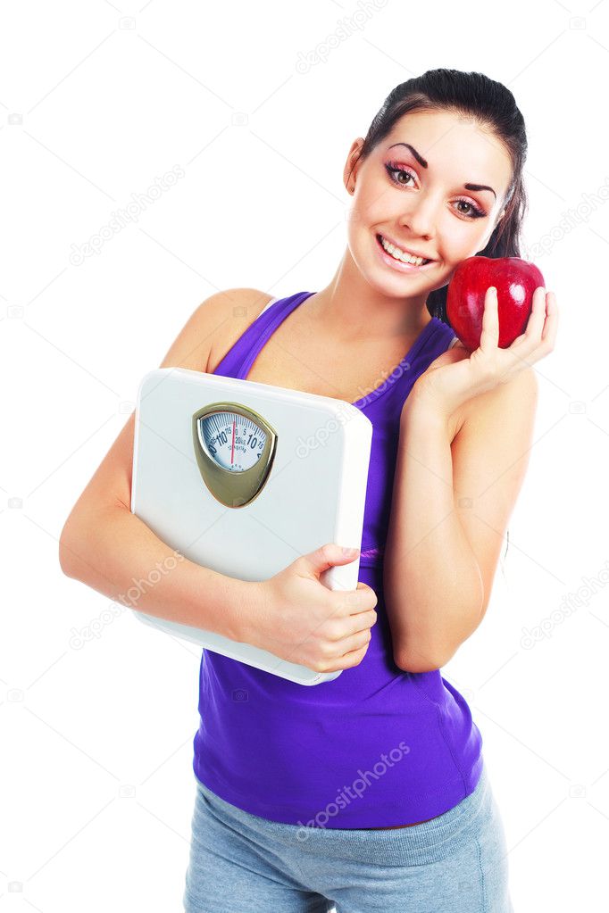 Girl with scales and apple