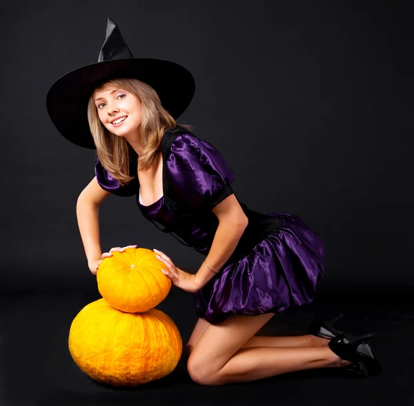 Fairy with pumpkins — Stock Photo, Image