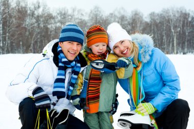 Family ice skating clipart