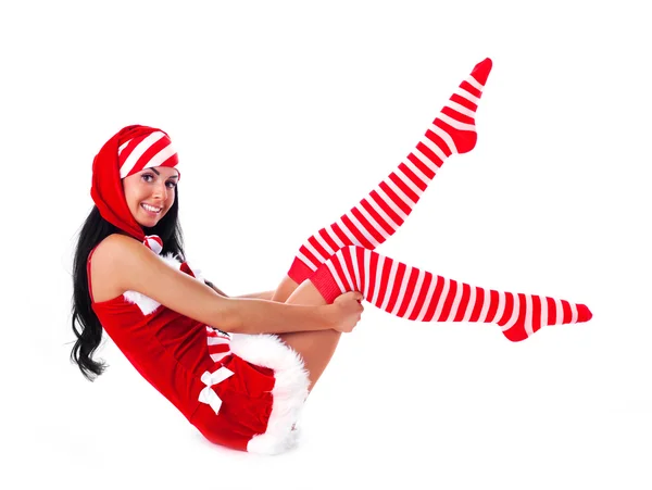 Дівчина одягнена як Санта — стокове фото