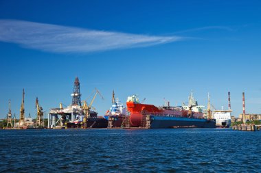 On the dock at the shipyard clipart