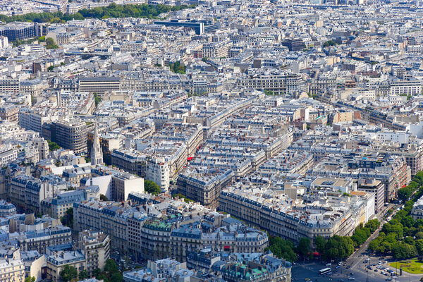 Aerial view of Paris architecture from the Eiffel tower Photo taken on: May 18th, 2010