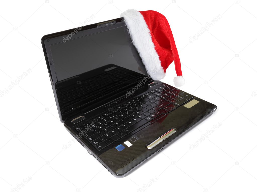 Santa hat on a laptop
