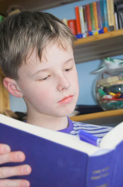 소년 독서 책 — 스톡 사진