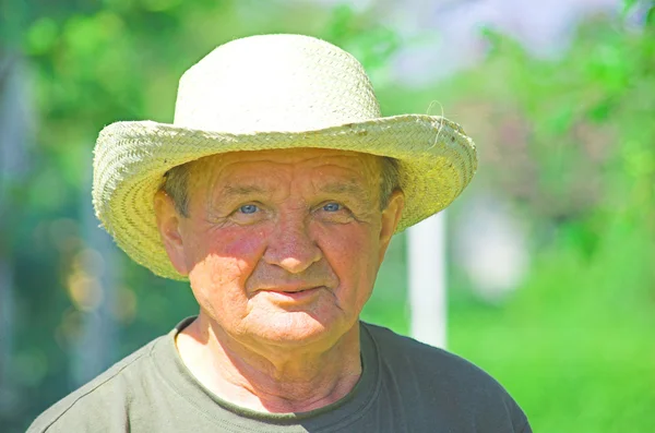 Idős férfi a kertben — Stock Fotó