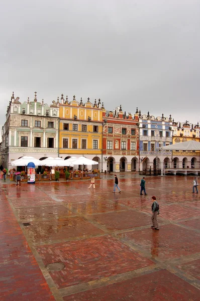 Old city square in rain — Stock Photo, Image