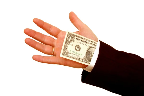 One dollar from behind the suit — Stock Photo, Image